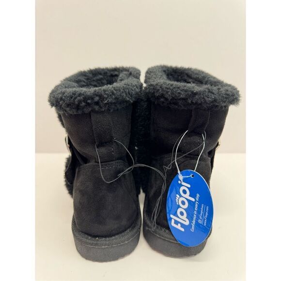 Floopi Mid Calf Winter Boots Size 10 Black Suede Fur Lined Pull On Style NEW - Picture 6 of 9